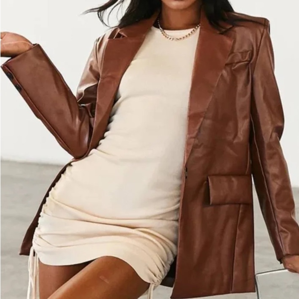 Women's Brown Leather Blazer